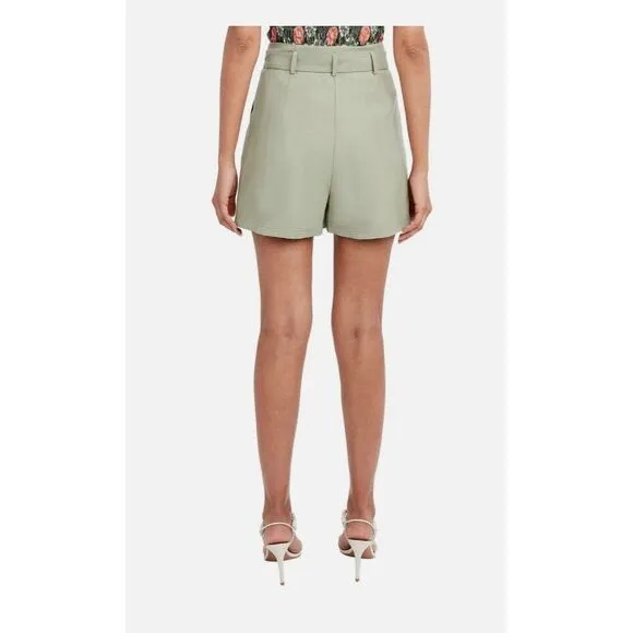 bcbg maxazria Solid Olive Green Rayon Spandex Belt High Rise Shorts Xxs