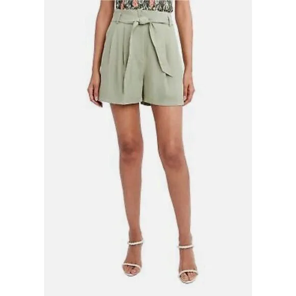 bcbg maxazria Solid Olive Green Rayon Spandex Belt High Rise Shorts Xxs