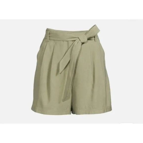 bcbg maxazria Solid Olive Green Rayon Spandex Belt High Rise Shorts Xxs