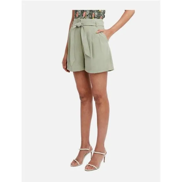 bcbg maxazria Solid Olive Green Rayon Spandex Belt High Rise Shorts Xxs