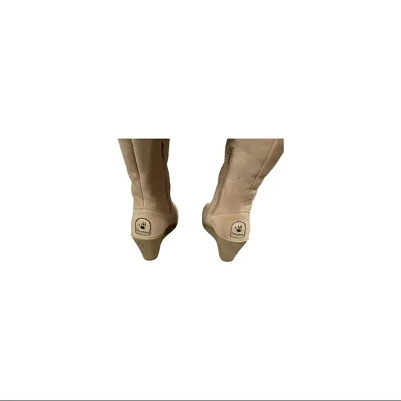 BEARPAW MELROSE Real FOXFUR Suede Sheepskin Wedge BootsTan Size 7