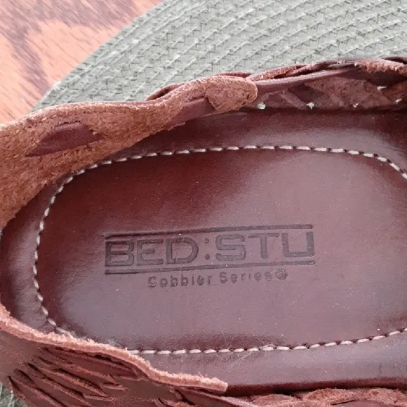 BED STU Brown Woven Leather Huache Sandals Size 10