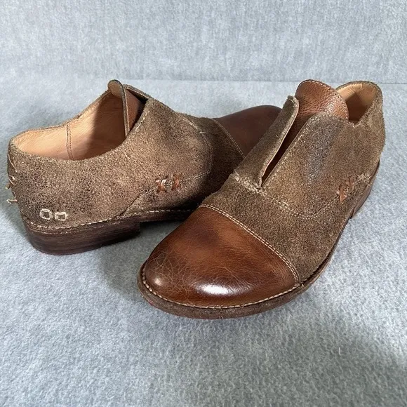 Bed Stu Cobbler 9.5 Womens Leather Suede Slip On Flats Shoes Boots Organic