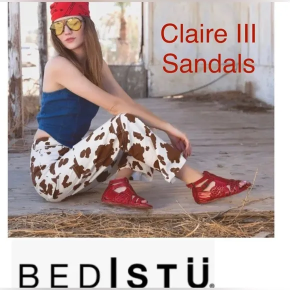 BED STU, Size 7.5, CLAIRE III, RARE IN RED, Huarache Sandals, Brand NEW in BOX!