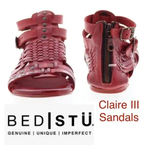 BED STU, Size 7.5, CLAIRE III, RARE IN RED, Huarache Sandals, Brand NEW in BOX!