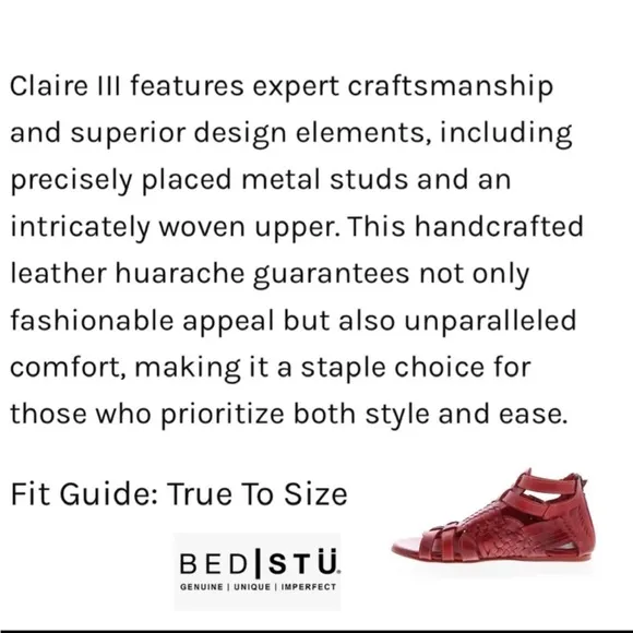 BED STU, Size 7.5, CLAIRE III, RARE IN RED, Huarache Sandals, Brand NEW in BOX!