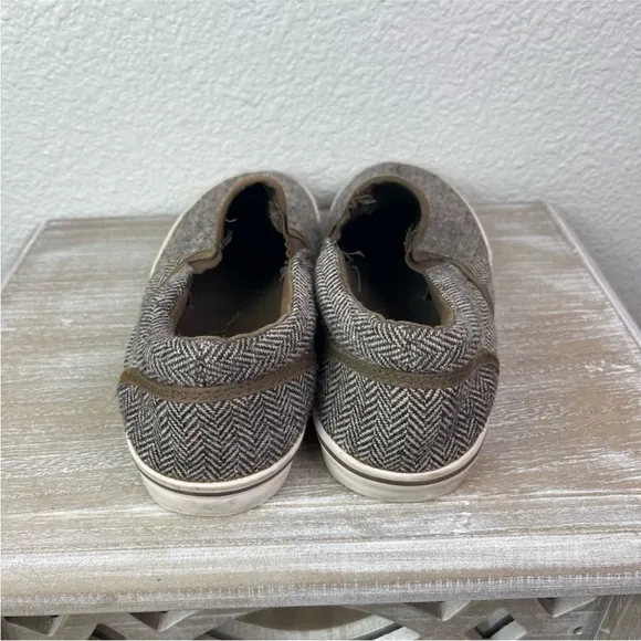 Bed Stu Slide On Sneakers Herringbone Brown Tan Skate Academia 8.5