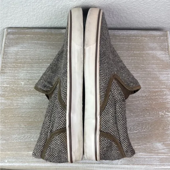 Bed Stu Slide On Sneakers Herringbone Brown Tan Skate Academia 8.5