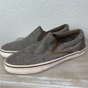 Bed Stu Slide On Sneakers Herringbone Brown Tan Skate Academia 8.5