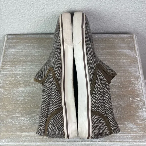 Bed Stu Slide On Sneakers Herringbone Brown Tan Skate Academia 8.5