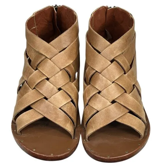 Beek Women's Turaco Brown Woven Leather Gladiator Sandals Size US 8