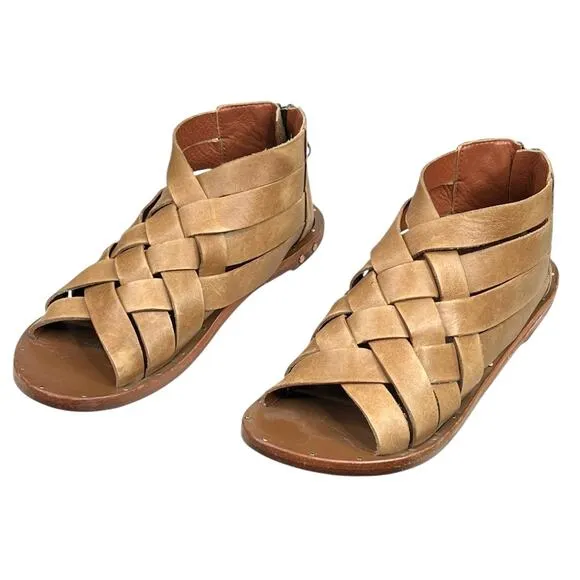 Beek Women's Turaco Brown Woven Leather Gladiator Sandals Size US 8