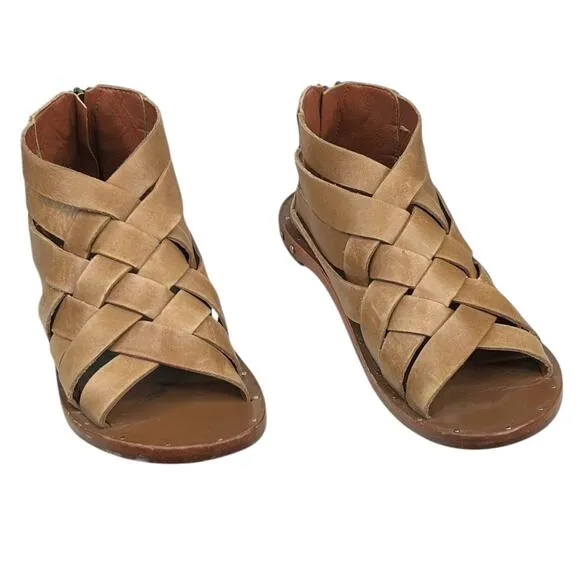 Beek Women's Turaco Brown Woven Leather Gladiator Sandals Size US 8