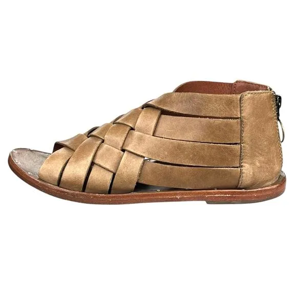 Beek Women's Turaco Brown Woven Leather Gladiator Sandals Size US 8
