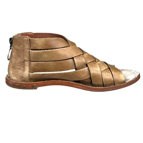 Beek Women's Turaco Brown Woven Leather Gladiator Sandals Size US 8