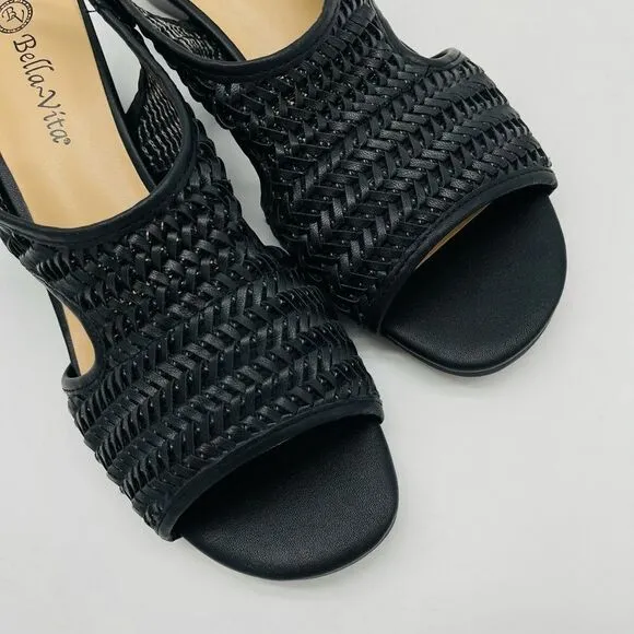 Bella Vita Womens Justine II Slingback Sandals Faux Leather Open Toe - Black
