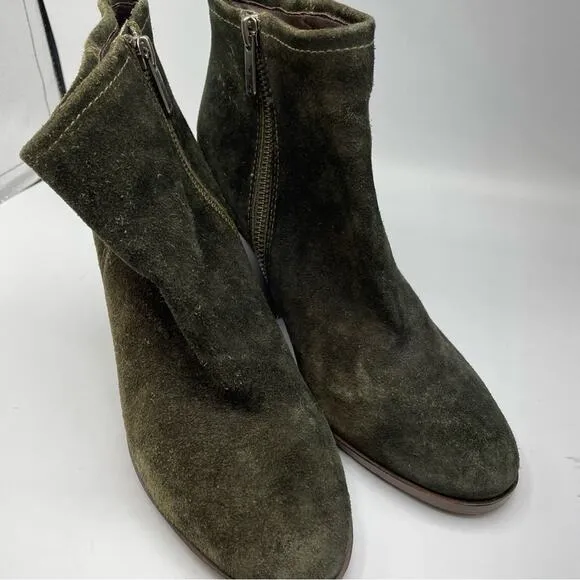 Belle Sigerson Morrison Green Suede Leather Ankle Boots Womens 8 Fall Booties
