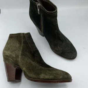 Belle Sigerson Morrison Green Suede Leather Ankle Boots Womens 8 Fall Booties