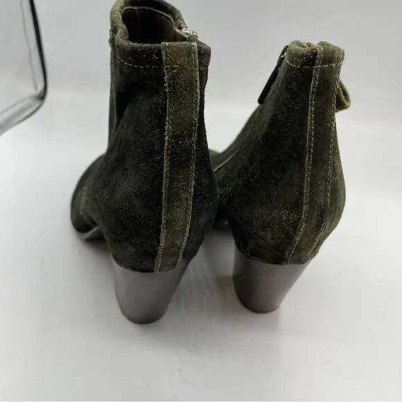Belle Sigerson Morrison Green Suede Leather Ankle Boots Womens 8 Fall Booties