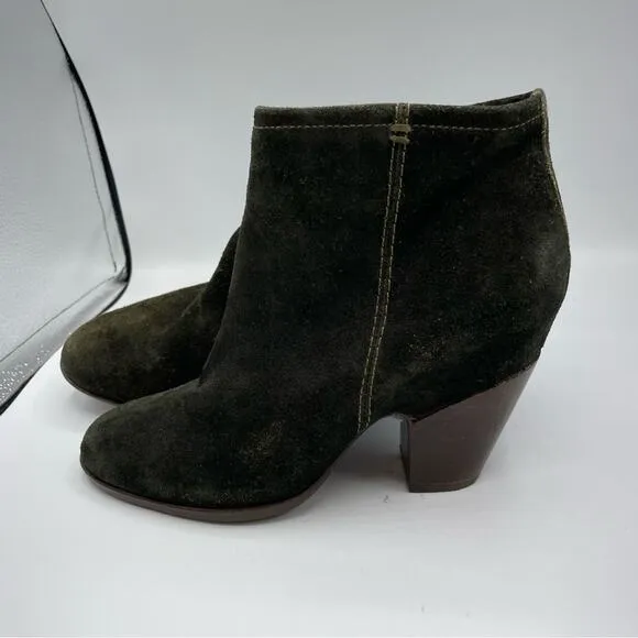 Belle Sigerson Morrison Green Suede Leather Ankle Boots Womens 8 Fall Booties