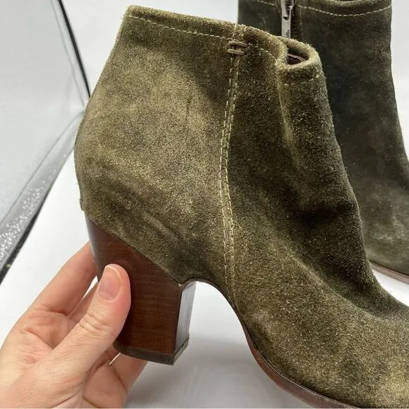 Belle Sigerson Morrison Green Suede Leather Ankle Boots Womens 8 Fall Booties
