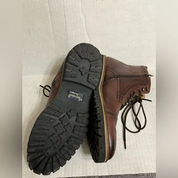Belvedere Leather Shoes Ankle Boots Brown Cliff Zipper Combat