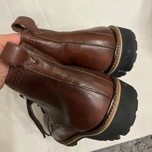 Belvedere Leather Shoes Ankle Boots Brown Cliff Zipper Combat