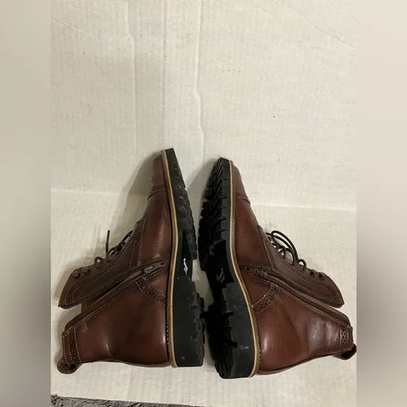 Belvedere Leather Shoes Ankle Boots Brown Cliff Zipper Combat
