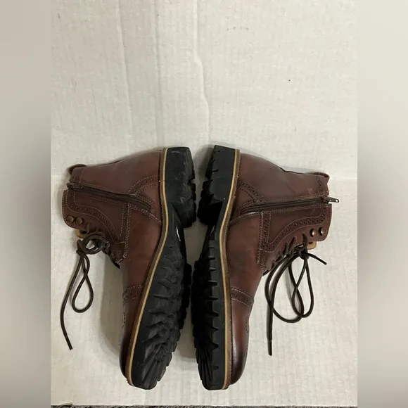 Belvedere Leather Shoes Ankle Boots Brown Cliff Zipper Combat