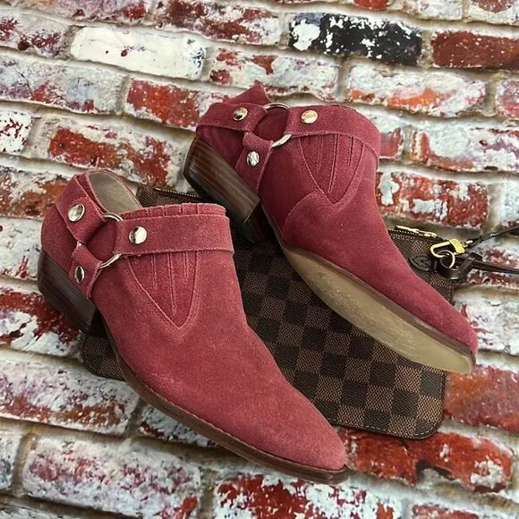 Bird of flight maroon suede ankle boots