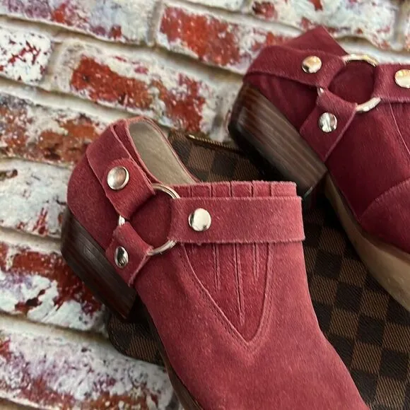 Bird of flight maroon suede ankle boots