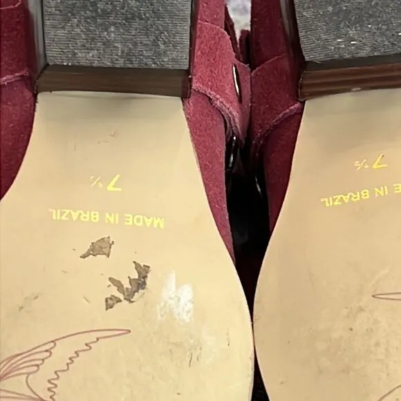 Bird of flight maroon suede ankle boots