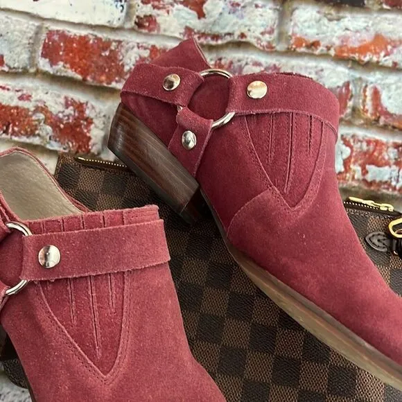 Bird of flight maroon suede ankle boots