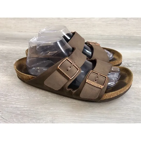 Birkenstock Arizona Mens Sandal 8 Brown Birko-Flor Nubuck Leather Slide