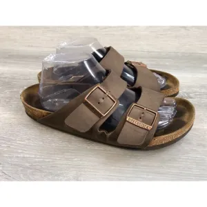 Birkenstock Arizona Mens Sandal 8 Brown Birko-Flor Nubuck Leather Slide