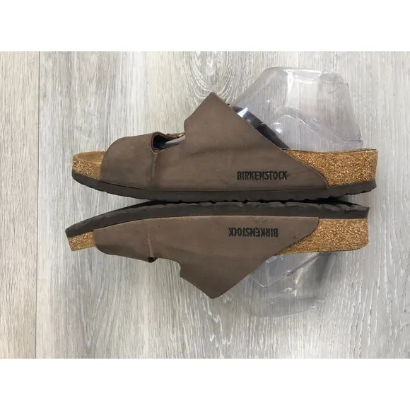 Birkenstock Arizona Mens Sandal 8 Brown Birko-Flor Nubuck Leather Slide