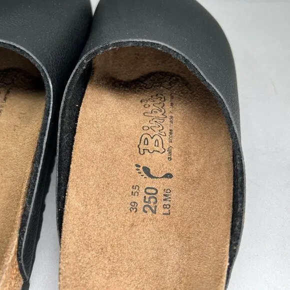 Birkenstock Birki's Amsterdam Clogs Women's Size 8 Black Leather Slip On Shoes