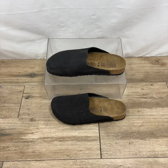 Birkenstock Birki's Amsterdam Ribbed Black Slip on Clogs/Mules 40 Woman’s 9