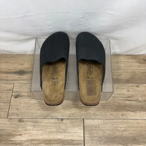 Birkenstock Birki's Amsterdam Ribbed Black Slip on Clogs/Mules 40 Woman’s 9