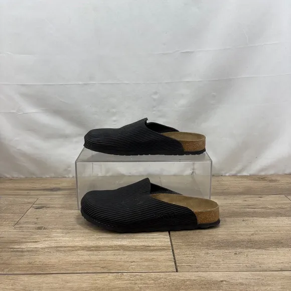 Birkenstock Birki's Amsterdam Ribbed Black Slip on Clogs/Mules 40 Woman’s 9