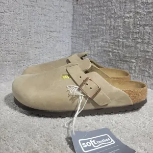 Birkenstock Boston Women's US Size 5 Narrow Taupe Leather Slip On Clog Shoes