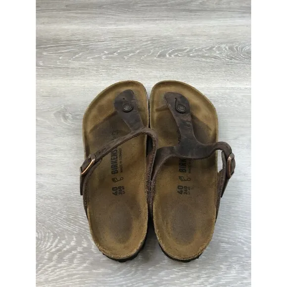 Birkenstock Gizeh Flip Flop Women’s US W9 Brown Leather Slip On Thong Sandals