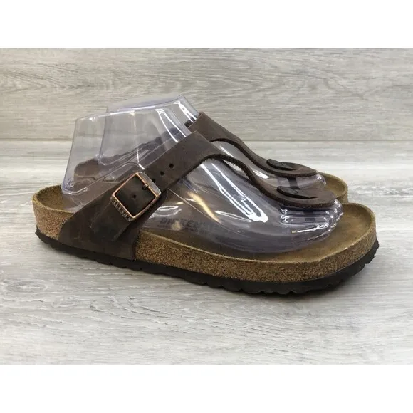 Birkenstock Gizeh Flip Flop Women’s US W9 Brown Leather Slip On Thong Sandals