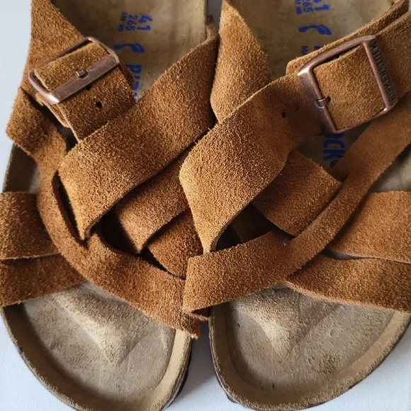 Birkenstock Lugano Mink Woven Soft Footbed Suede Sandals EU 41 Wmn's 10 men's 8