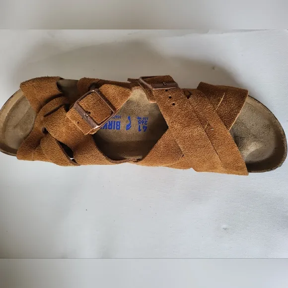 Birkenstock Lugano Mink Woven Soft Footbed Suede Sandals EU 41 Wmn's 10 men's 8