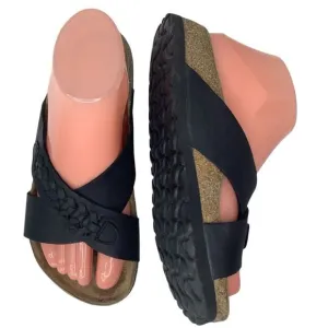 Birkenstock Daytona Birko-Flor Crystal Ft. Woven Black Leather Slip On Sz 36/US6