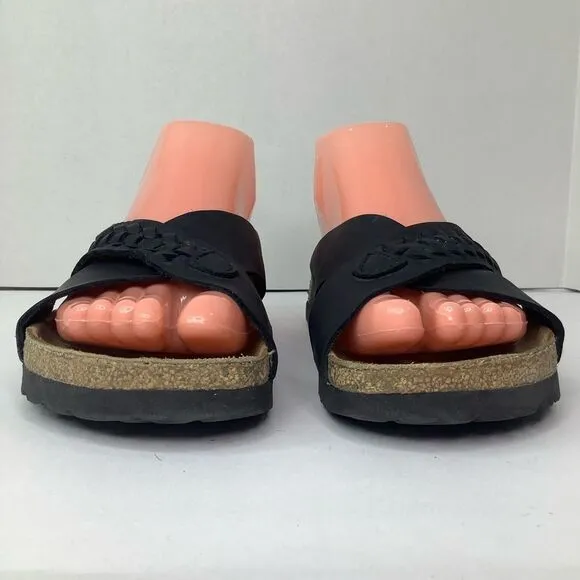 Birkenstock Daytona Birko-Flor Crystal Ft. Woven Black Leather Slip On Sz 36/US6