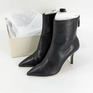 Black Suede Studio Jennifer Bootie Black Leather Heels Size 38.5
