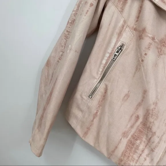 Blank NYC Jacket Hippie Dipper Tie Dye Pink Hues Woman's Size Medium Moto Style