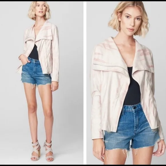 Blank NYC Jacket Hippie Dipper Tie Dye Pink Hues Woman's Size Medium Moto Style